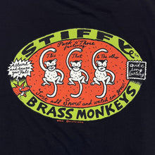 Load image into Gallery viewer, STIFFY &quot;Brass Monkeys&quot; Surfer Skater Logo Spellout Graphic Black Long Sleeve T-Shirt
