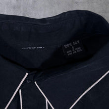 Load image into Gallery viewer, Vintage 100% Silk Cowboy Western Popper Button Black Long Sleeve Shirt
