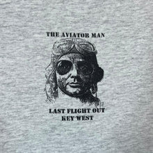 Load image into Gallery viewer, Vintage Hanes THE AVIATOR MAN "Key West" Souvenir Spellout Graphic Grey T-Shirt
