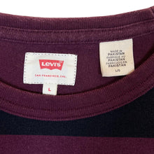 Load image into Gallery viewer, LEVI&#39;S Mighty Made Colour Block Burgundy Black Striped Short Sleeve Cotton T-Shirt
