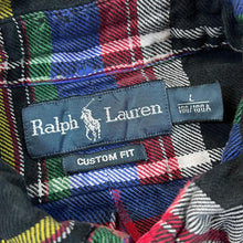 Load image into Gallery viewer, Vintage RALPH LAUREN &quot;Custom Fit&quot; Embroidered Logo Tartan Plaid Check Long Sleeve Button-Up Flannel Shirt
