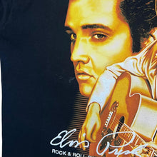 Load image into Gallery viewer, Elvis Presley Rock N Roll Singer Music Tribute Spellout Graphic Black T-Shirt
