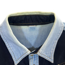 Load image into Gallery viewer, Vintage Cowboy Western Lace Panel Blue Denim Long Sleeve Shirt

