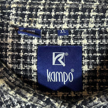 Load image into Gallery viewer, Vintage 90&#39;s KAMPO Black Grey Cream Check Long Sleeve Flannel Shirt
