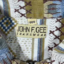 Load image into Gallery viewer, Vintage 90's John F. Gee Crazy Abstract Patterned 1/4 Zip Short Sleeve Cotton Shirt
