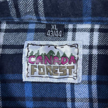 Load image into Gallery viewer, Vintage Canada Forest Navy White Blue Plaid Check Long Sleeve Flannel Shirt
