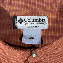 Load image into Gallery viewer, Columbia Sportswear GRT Orange Check Outdoor Utility Hiking Short Sleeve Shirt
