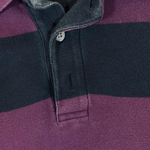 Load image into Gallery viewer, Early 00&#39;s CHARLES TYRWHITT Burgundy Black Colour Block Striped Long Sleeve Polo Shirt
