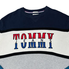 Load image into Gallery viewer, TOMMY JEANS Tommy Hilfiger Big Spellout Colour Block Knit Crewneck Sweater Jumper
