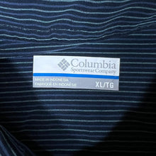 Load image into Gallery viewer, COLUMBIA Classic Navy Blue Striped Polyester Elastane Short Sleeve Shirt
