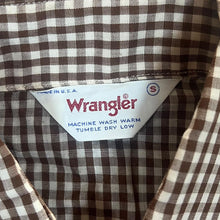 Load image into Gallery viewer, Vintage Wrangler Made In USA Cowboy Western Brown Check Popper Long Sleeve Shirt
