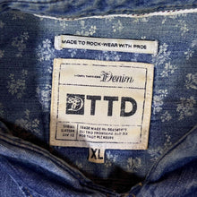 Load image into Gallery viewer, TTD Western Style Plaid Check Panel Blue Denim Popper Long Sleeve Shirt
