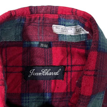 Load image into Gallery viewer, Vintage Jean Chaval Burgundy Blue Red Plaid Check Long Sleeve Cotton Flannel Shirt
