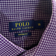 Load image into Gallery viewer, Polo Ralph Lauren &quot;Custom Fit&quot; Purple White Check Long Sleeve Cotton Dress Shirt

