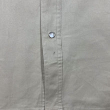 Load image into Gallery viewer, Vintage Black Faux Leather Panel Cowboy Western Beige Popper Long Sleeve Shirt GB 43/44
