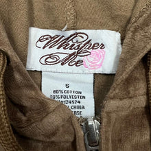 Load image into Gallery viewer, Early 00&#39;s WHISPER ME Y2K Classic Basic Essential Velvet Velour Zip Hooded Tracksuit Top
