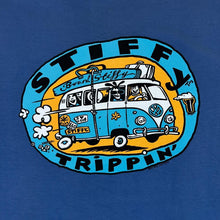 Load image into Gallery viewer, STIFFY &quot;Stiffy Trippin&quot; Surfer Skater Logo Spellout Graphic Blue Long Sleeve T-Shirt

