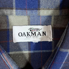 Load image into Gallery viewer, Vintage OAKMAN Classic Navy Blue Brown Plaid Check Long Sleeve Flannel Shirt
