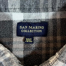 Load image into Gallery viewer, Vintage San Marino Collection Grey Brown Plaid Check Long Sleeve Flannel Cotton Shirt

