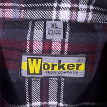 Load image into Gallery viewer, Vintage Worker Red Black Grey White Plaid Check Long Sleeve Cotton Flannel Shirt
