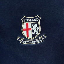 Load image into Gallery viewer, Cotton Traders x ENGLAND RUGBY Embroidered Crest Logo Striped Sleeve Polo Shirt
