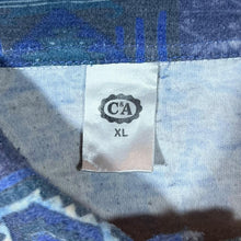 Load image into Gallery viewer, Vintage C&amp;A Crazy Abstract Patterned Blue Mix Long Sleeve Polo Shirt
