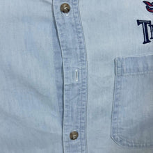 Load image into Gallery viewer, Vintage Coosa County NFL Tennessee Titans Embroidered Logo Blue Denim Long Sleeve Button-Up Shirt
