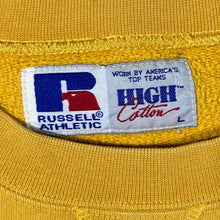 Load image into Gallery viewer, Vintage Russell Athletic Embroidered Logo Spellout Yellow Crewneck Sweatshirt
