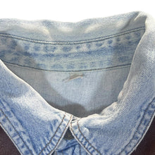 Load image into Gallery viewer, Vintage Cowboy Western Brown Leather Panel Blue Denim Popper Long Sleeve Shirt
