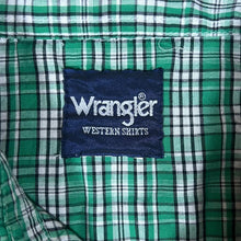 Load image into Gallery viewer, Vintage WRANGLER "Western Shirts" Green Plaid Check Cowboy Popper Short Sleeve Shirt
