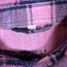 Load image into Gallery viewer, Vintage Navy Blue Pink Plaid Check Cotton Long Sleeve Button-Up Flannel Shirt
