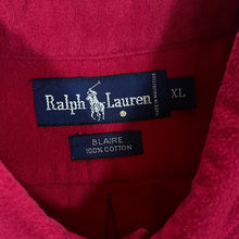 Load image into Gallery viewer, Vintage Ralph Lauren &quot;Blaire&quot; Classic Red Long Sleeve Button-Up Cotton Shirt
