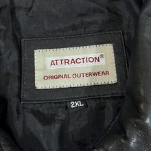 Load image into Gallery viewer, Vintage ATTRACTION Original Outerwear Classic Black Genuine Real Leather Zip Bomber Jacket
