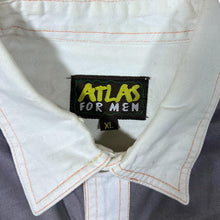 Load image into Gallery viewer, Early 00&#39;s Atlas For Men Cowboy Western White Grey Long Sleeve Cotton Shirt
