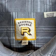 Load image into Gallery viewer, Vintage Resistol Double Cowboy Western Grey Check Popper Long Sleeve Shirt
