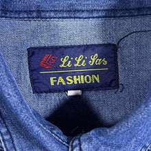 Load image into Gallery viewer, Early 00&#39;s Li Li Las Fashion Western Style Blue Denim Popper Short Sleeve Shirt
