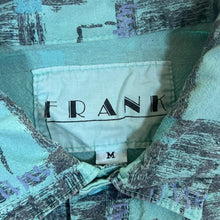 Load image into Gallery viewer, Vintage Frank Crazy Abstract Patterned Turquoise Blue Short Sleeve Cotton Shirt
