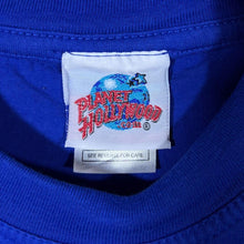 Load image into Gallery viewer, Early 00's Planet Hollywood "Paris" Souvenir Logo Graphic Blue Short Sleeve T-Shirt
