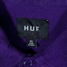 Load image into Gallery viewer, HUF Mini Logo Skater Colour Block Purple Pink Long Sleeve Polo Shirt
