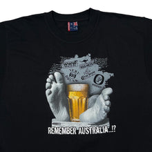Load image into Gallery viewer, Early 00’s Remember Australia Beer Novelty Souvenir Spellout Graphic Black T-Shirt
