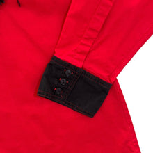 Load image into Gallery viewer, Cowboy Western Style Black Red Colour Block Tassel Long Sleeve Cotton Shirt
