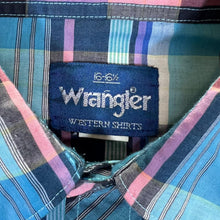 Load image into Gallery viewer, Vintage WRANGLER Plaid Check Pearl Snap Popper Button Long Sleeve Cowboy Western Shirt
