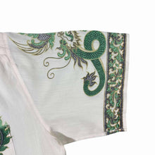 Load image into Gallery viewer, Early 00&#39;s Gothic Y2K Traditional Dragon Graphic Cream Green Short Sleeve Shirt
