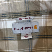 Load image into Gallery viewer, Carhartt &quot;Relaxed Fit&quot; Brown Beige White Plaid Check Cotton Short Sleeve Shirt
