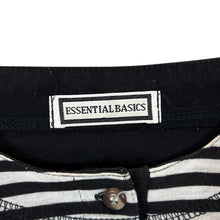 Load image into Gallery viewer, Vintage ESSENTIAL BASICS Black White Striped Henley Button Short Sleeve T-Shirt

