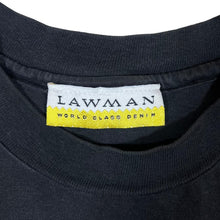 Load image into Gallery viewer, Vintage 90's LAWMAN JEANS Embroidered Logo Spellout Black Short Sleeve T-Shirt
