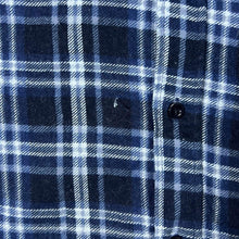 Load image into Gallery viewer, Vintage J-Explorer Navy Blue White Plaid Check Long Sleeve Cotton Flannel Shirt
