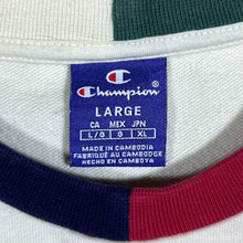 Load image into Gallery viewer, Champion Multi Coloured Trim Mini Spellout White Cotton Crewneck Sweatshirt
