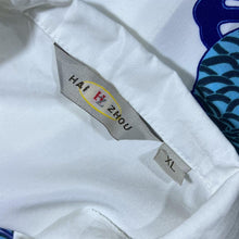 Load image into Gallery viewer, Early 00's Hai Zhou Goth Y2K Traditional Dragon Graphic Open Collar White Shirt
