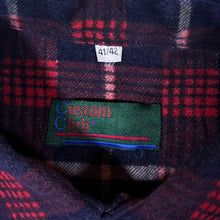 Load image into Gallery viewer, Vintage Custom Club Red Navy White Plaid Check Long Sleeve Cotton Flannel Shirt
